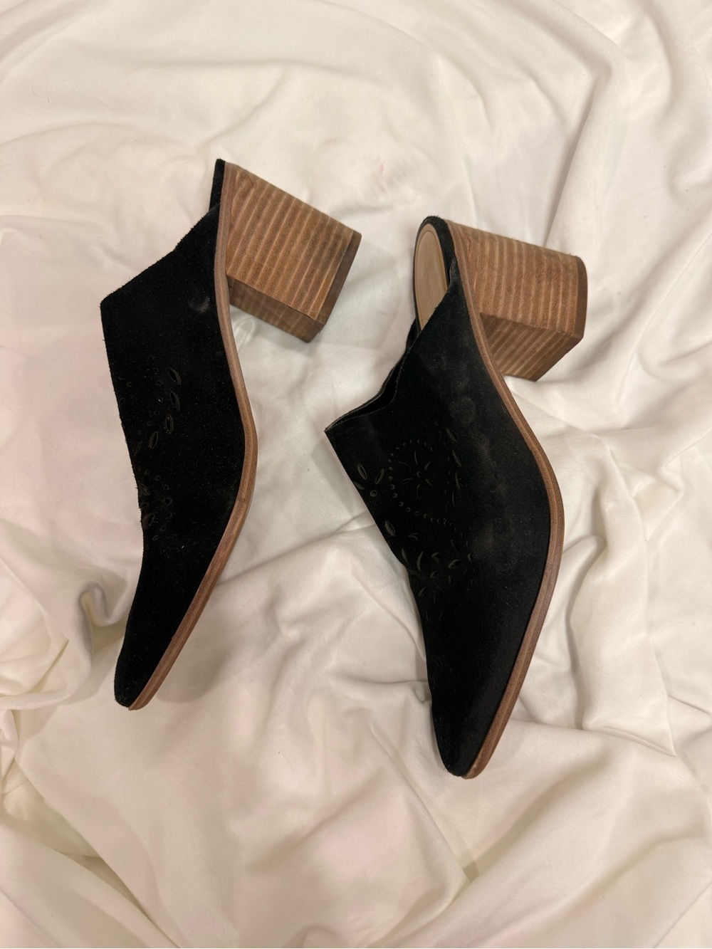 Ivanka Trump Black Laser-Cut Suede Mules - Picture 4 of 5